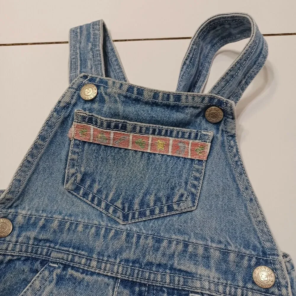 Honors Baby 18 Months Denim Shortalls Blue Adjustable Strap Overall Shorts Stars